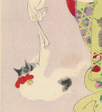 Chikanobu: Young Beauty Playing with her Cat (SOLD)