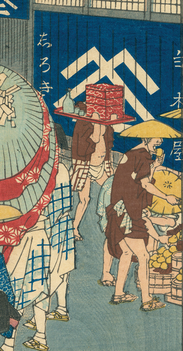 Hiroshige 広重: Summer Heat on Nihonbashi Shopping Street