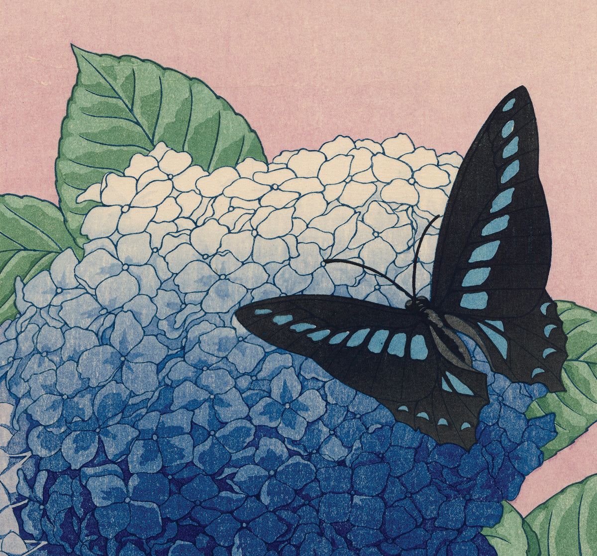 犬塚大水：あじさいと蝶（販売済み） – Egenolf Gallery Japanese Prints