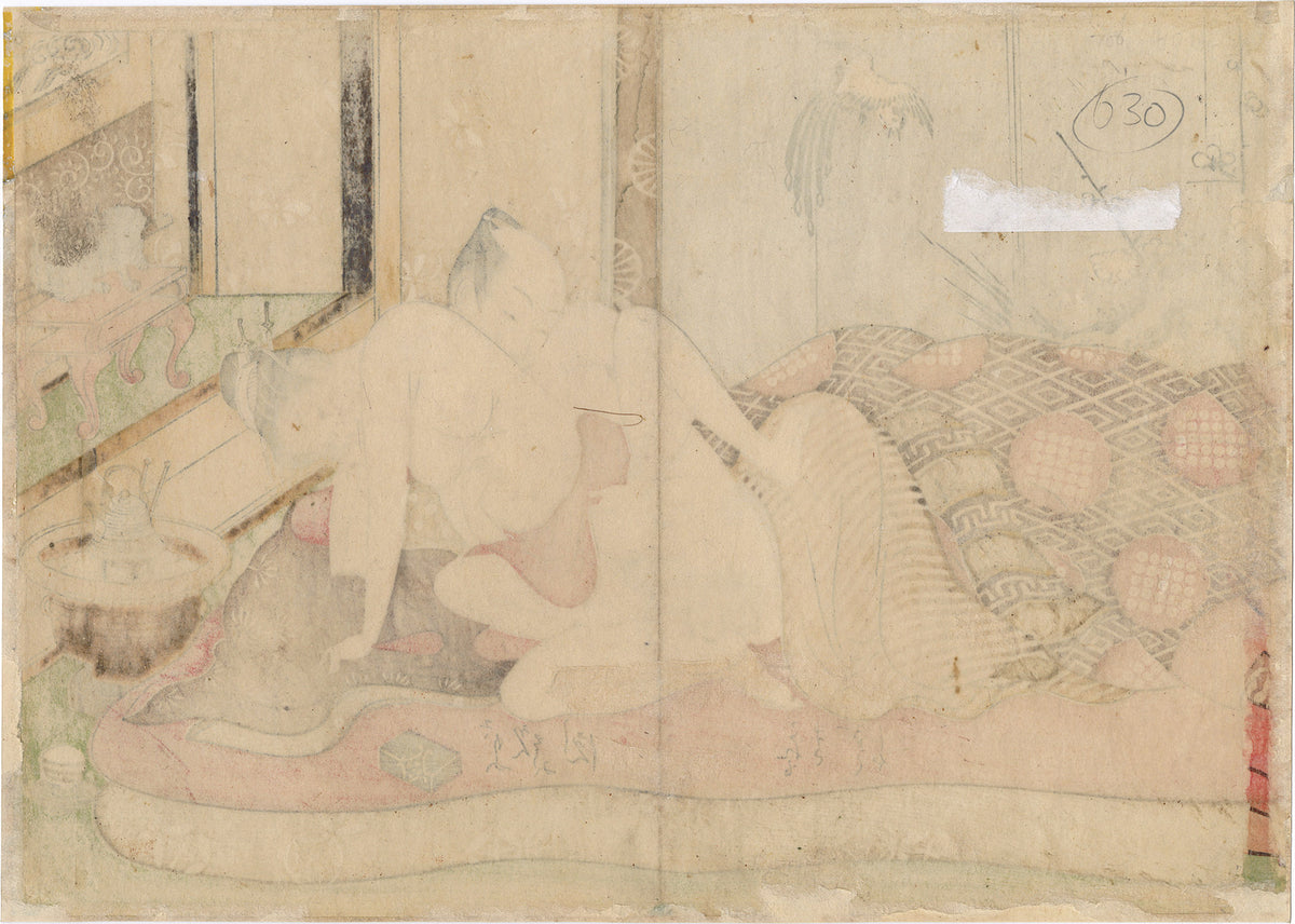 Isoda Ko Ryusai 田湖龍斎:Erotic Print (Shunga) of a couple Making