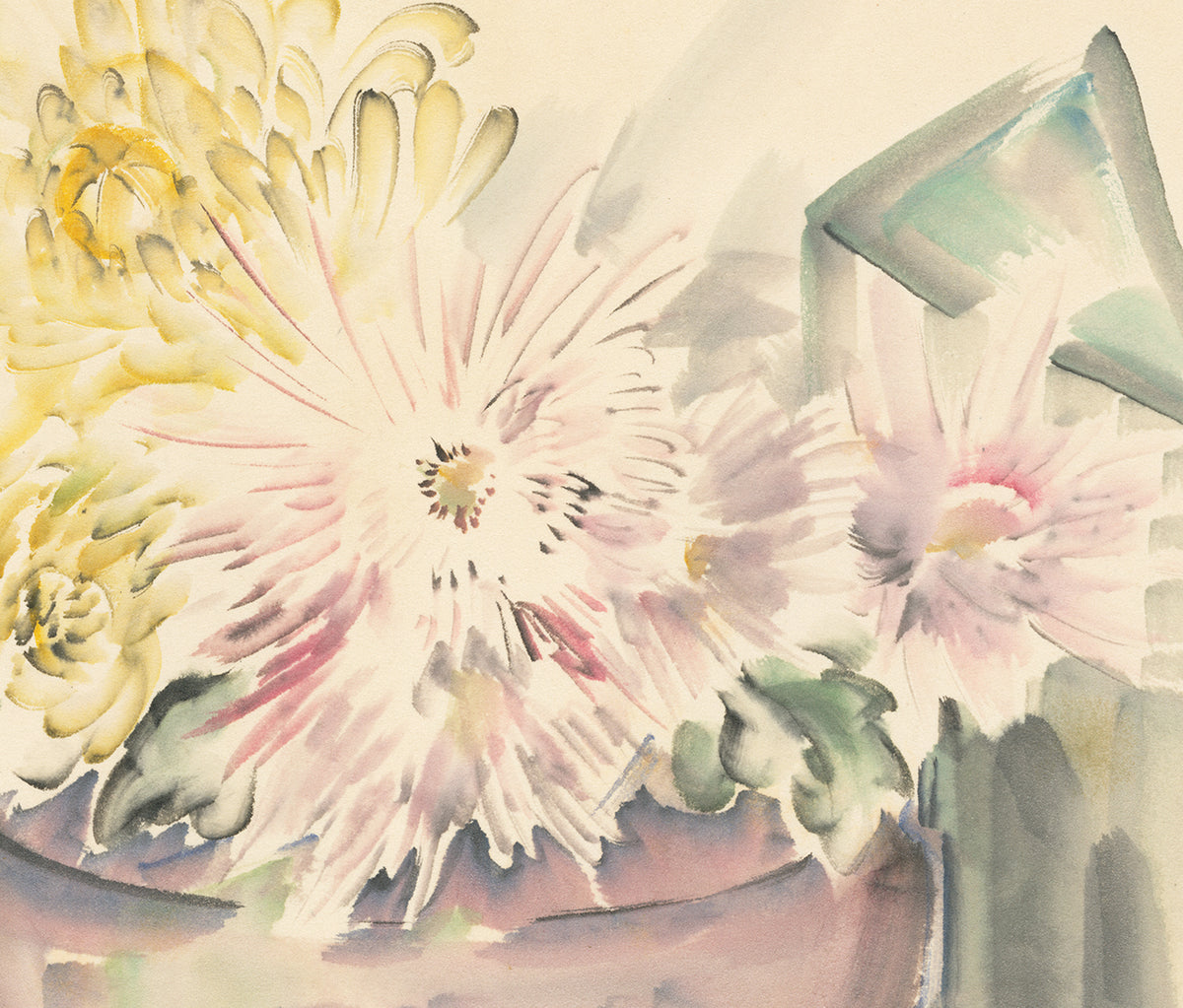 Obata: 丸い花瓶に生けた菊の花束の絵 – Egenolf Gallery Japanese Prints