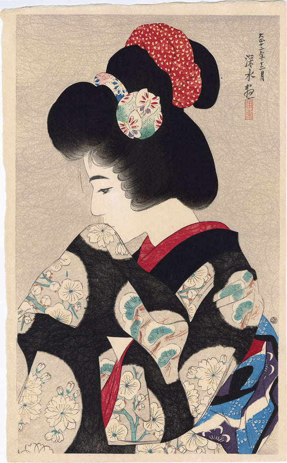 Ito Shinsui  伊東深水: Contemplating the Coming Spring (Sold)