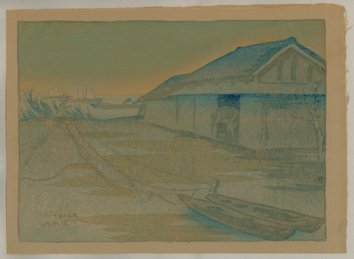 伊東深水：橘川の夜明け（販売） – Egenolf Gallery Japanese Prints