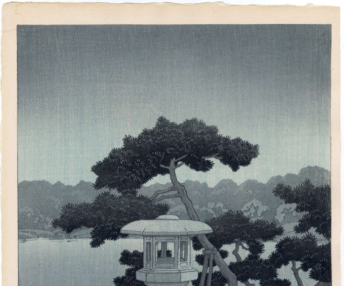 蓮水巴水:Moon Over Kiyoumi Garden 月の清澄園 (販売済み) – Egenolf Gallery Japanese Prints