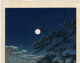 Hasui 川瀬 巴水: Spring Moon, Ninomiya Beach 春の月（二宮海岸) (Sold)