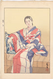 Nagachi Hideta: Seated Beauty in Kimono (Rest) (憩い)
