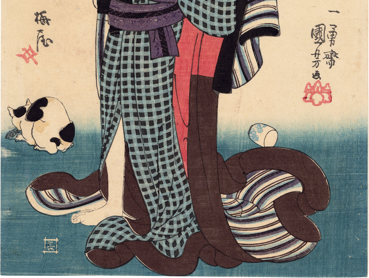 いだゆみ・猫(Jonney)原画 Kuniyoshi: Beauty and naughty cat (Sold) – Egenolf Gallery