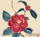 Obata: Watercolor Painting of a Camellia Branch (SOLD)