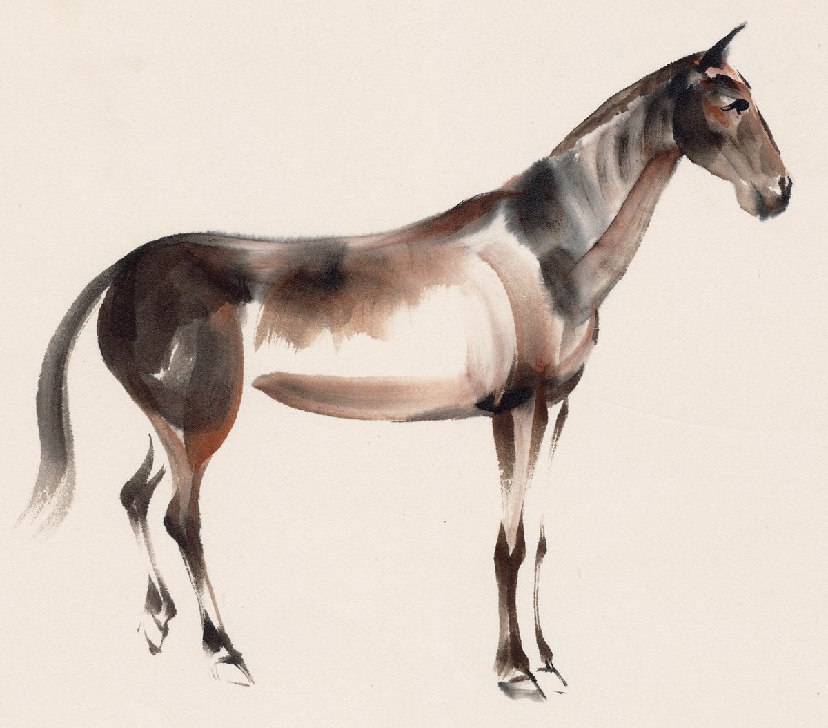 ギアマン作水彩画　タイトル「昼下がりの馬　サイズ額縁込み85cm✖️75cm ギアマン作水彩画 タイトル「昼下がりの馬 サイズ額縁込み85cm✖️75cm