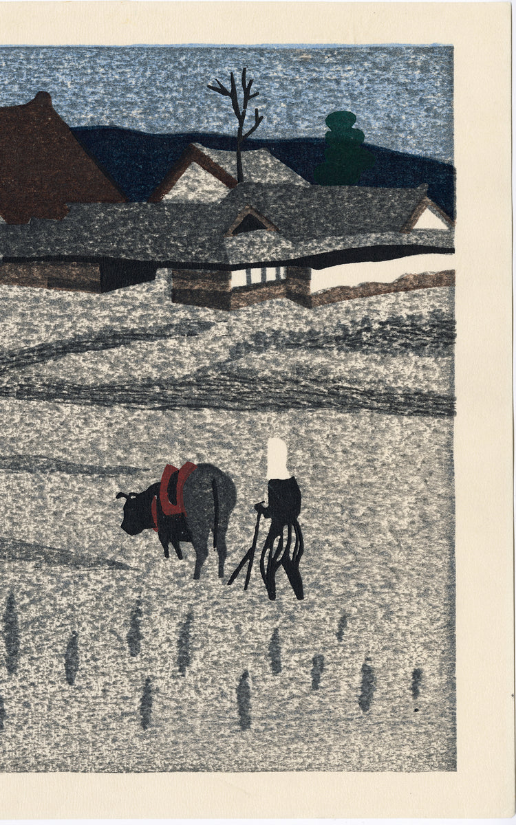 斎藤清：春の田んぼを耕す – Egenolf Gallery Japanese Prints