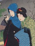 Chikanobu: Fukujuso; Women Buying Adonis Plant at a Night Market