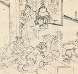 Kuniyoshi: Original Preparatory Drawing of a Cat Playing with a Ball at New Year's