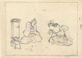 Kuniyoshi: Original Preparatory Drawing of a Cat and Dragonfly