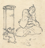 Kuniyoshi: Original Preparatory Drawing of a Cat and Dragonfly