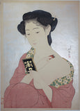 Goyo 五葉: Woman Applying Powder Makeup 化粧の女