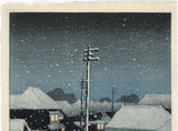 蓮水巴水:寺島村の夕雪 雪に暮れの寺島村 (SOLD)