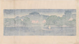 Hasui  巴水: Small Boat in a Spring Shower Oversized Pre-earthquake design (Sold)