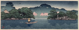 Hasui  巴水: Small Boat in a Spring Shower Oversized Pre-earthquake design (Sold)