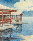 Hasui 巴水: Snow on a Clear Day at Miyajima (Sold)