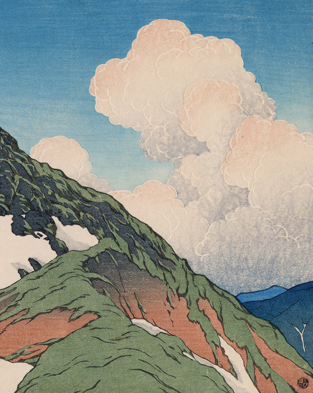 Hasui 巴水: Mount Asahi Seen from Mount Shirouma 白馬山より見たる