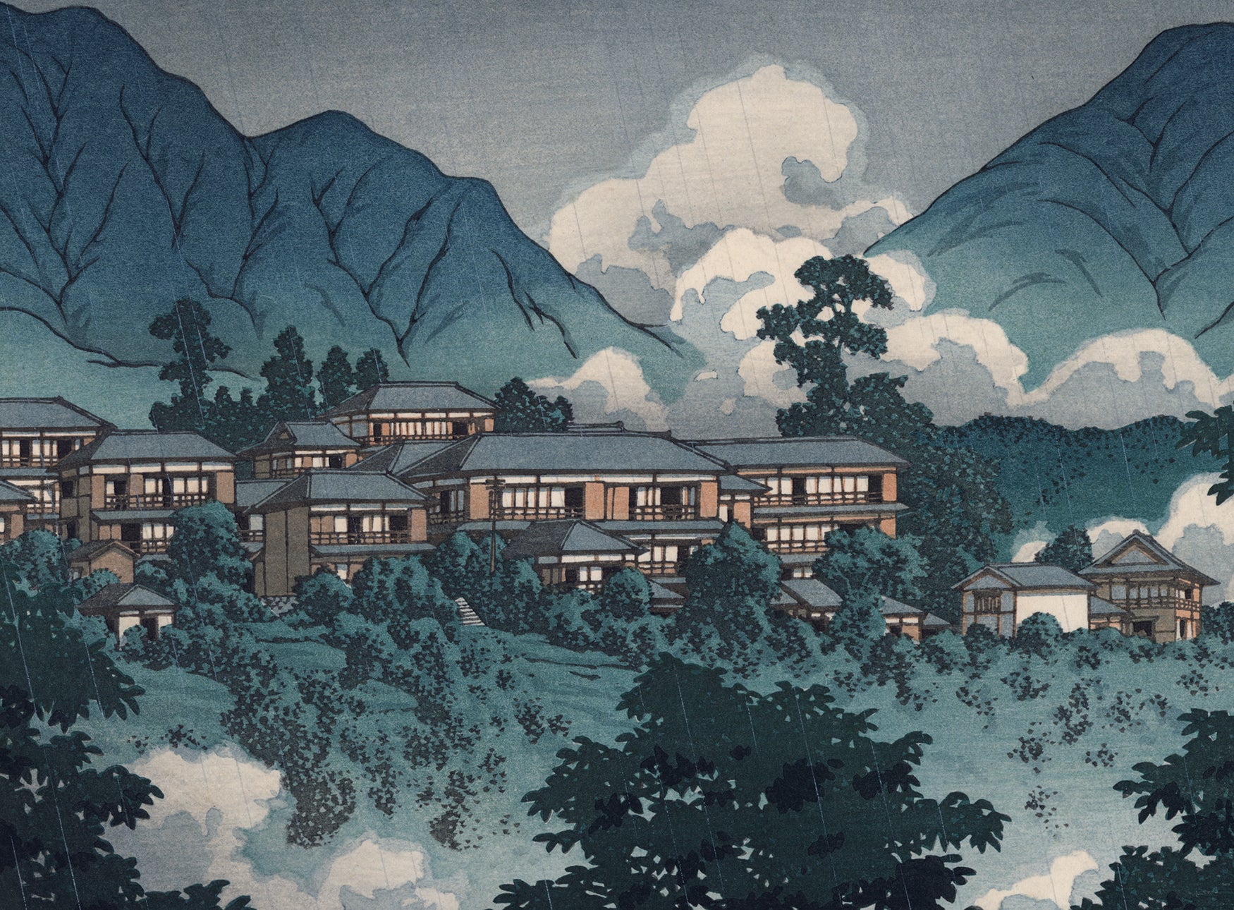 Hasui 巴水 : Kankai Temple, Beppu (Beppu Kankaiji) First