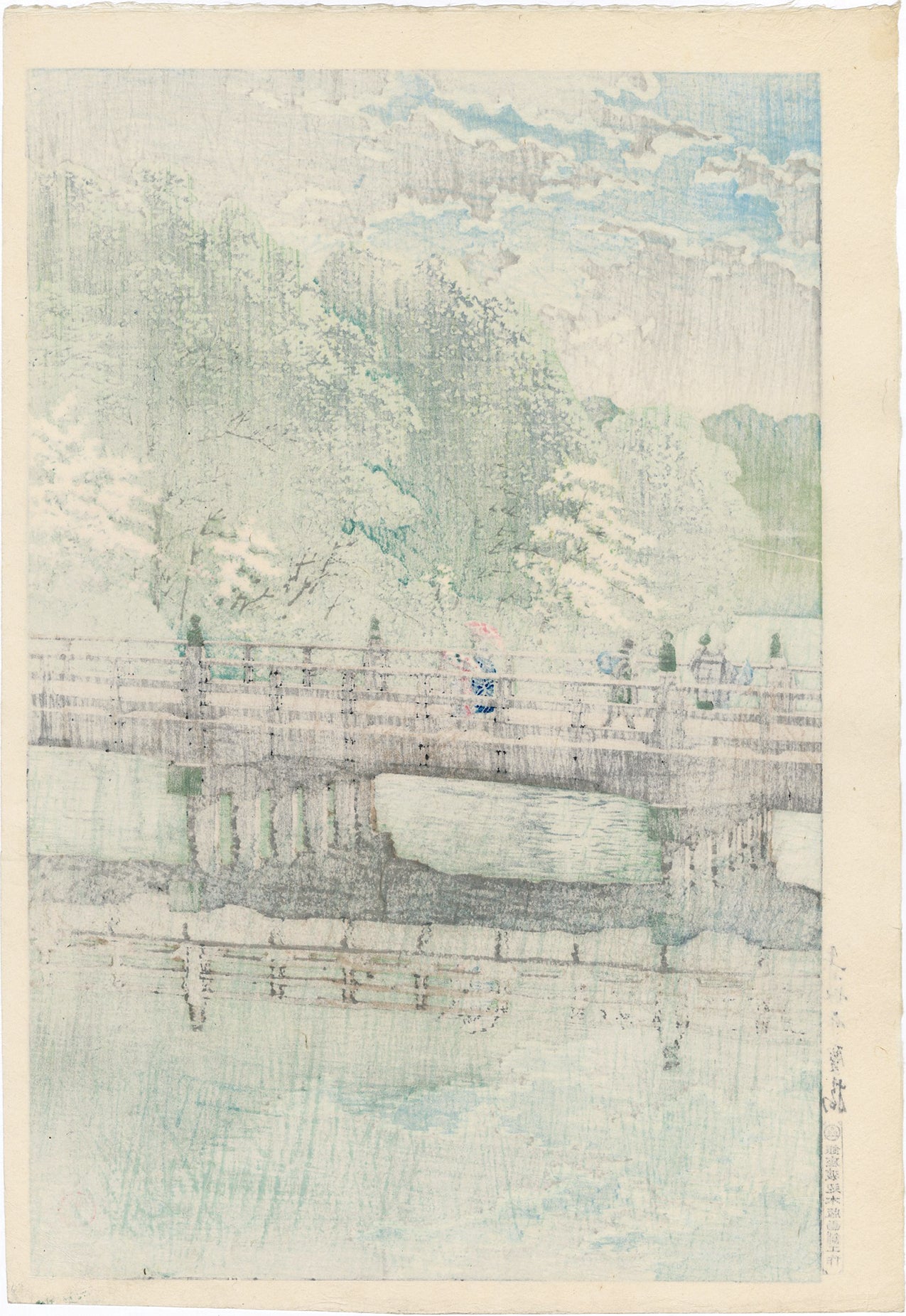 川瀬巴水：赤坂弁慶橋 – Egenolf Gallery Japanese Prints