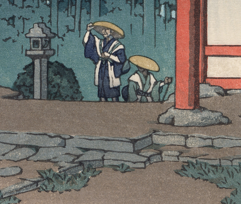 新版画　川瀬巴水　大和壺阪寺　 昭和25年制作　後ずり手刷り木版画 額縁なし 新版画 川瀬巴水 大和壺阪寺 昭和25年制作 後ずり手刷り木版画 額縁