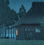 Hasui 巴水: Evening Rain at a Lakeside Tearoom (SOLD)