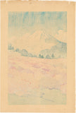 Hasui 巴水 : View of Azalea Garden and Mount Fuji (Sold)