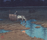 Hasui  巴水: Evening Moon at Nakanoshima, Sapporo; First Edition 札幌中嶋之夕月 (SOLD)