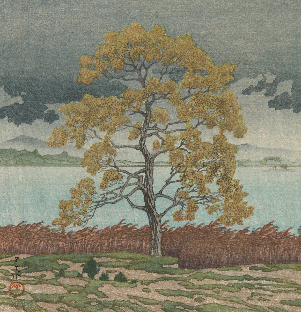 Hasui 巴水: Lakeside Shower, Matsue 湖畔の雨（松江）(Sold