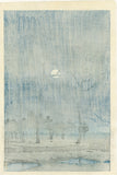 Hasui 巴水: Winter Moon over Toyama Plain 戸山ヶ原