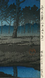Hasui 巴水: Winter Moon over Toyama Plain 戸山ヶ原