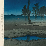 Hasui 巴水: Winter Moon over Toyama Plain 戸山ヶ原