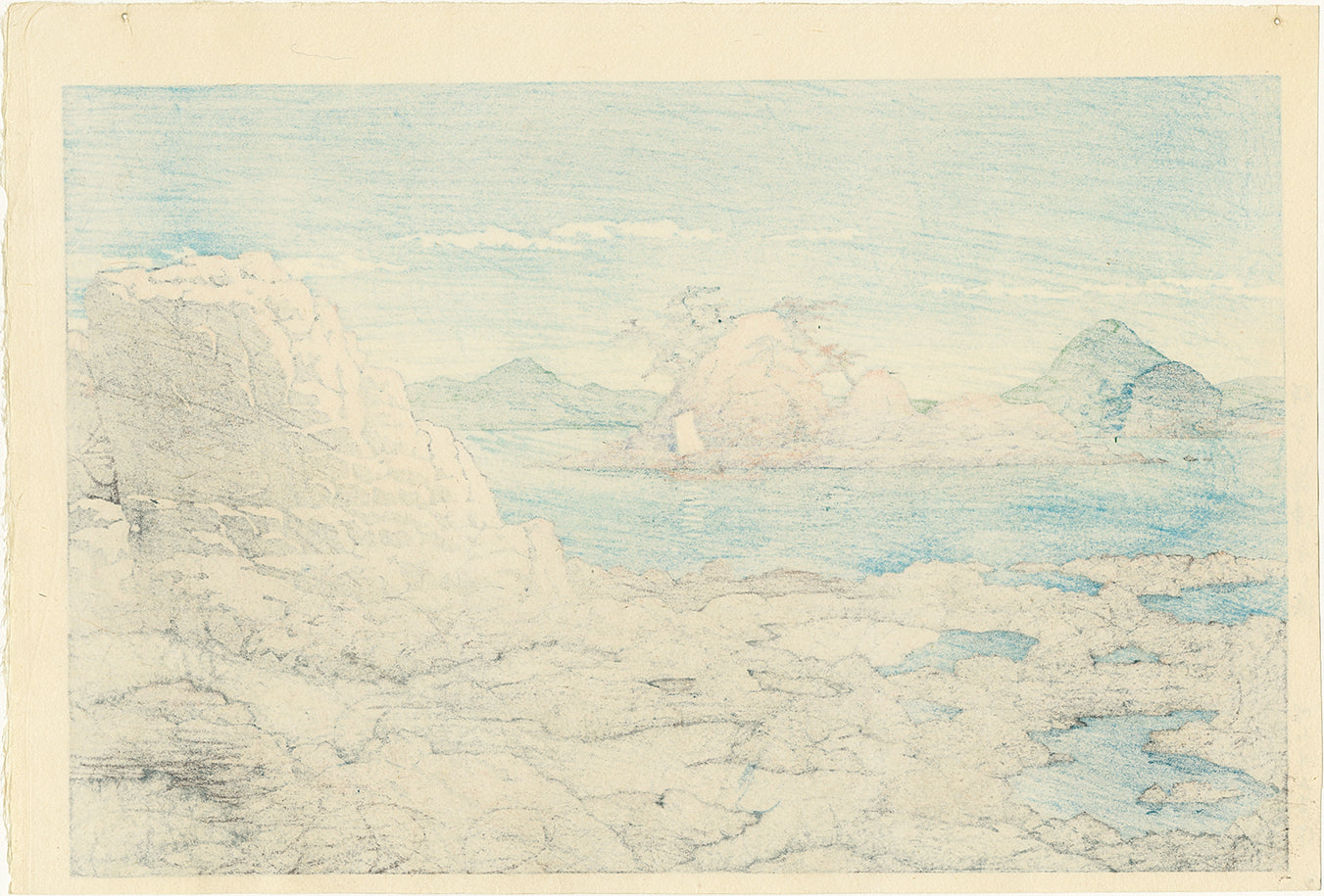 Hasui 巴水: Baishinji Beach, Iyo 伊予梅津寺の浜 – Egenolf Gallery