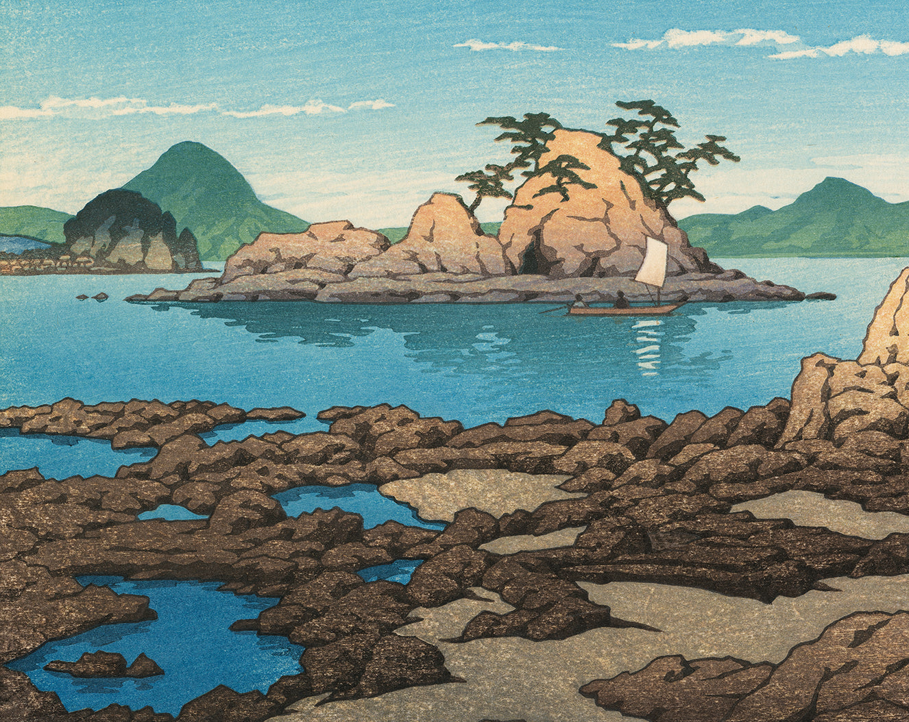 Hasui 巴水: Baishinji Beach, Iyo 伊予梅津寺の浜 – Egenolf Gallery