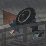 Takahashi Hiroaki (Shôtei) 高橋松亭 弘明: Rain on Izumi Bridge