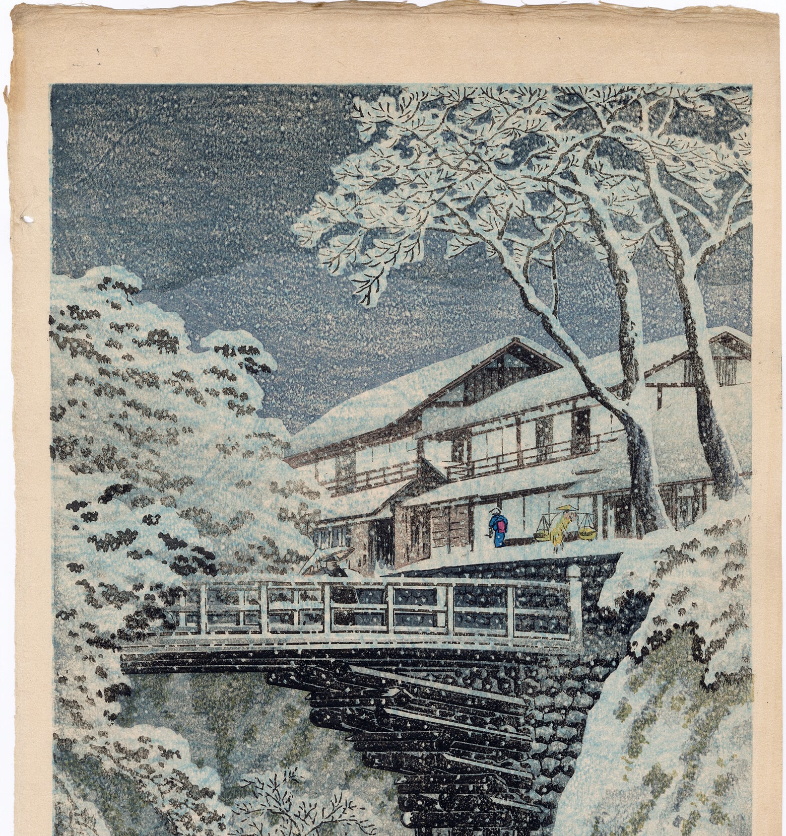 高橋松亭、【飛騨のつり橋】、希少な額装用画集より、美品、新品額装付 高橋 宏明 (昇亭) 高橋松亭 弘明:甲州猿橋 甲州さる橋 (SOLD
