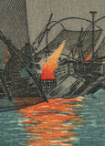 Takahashi Hiroaki (Shôtei) 高橋松亭 弘明: Night Fishing Nets at Tsukuda