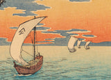 Takahashi Hiroaki (Shôtei) 高橋松亭 弘明: Returning Sailboats at Sunset (SOLD)