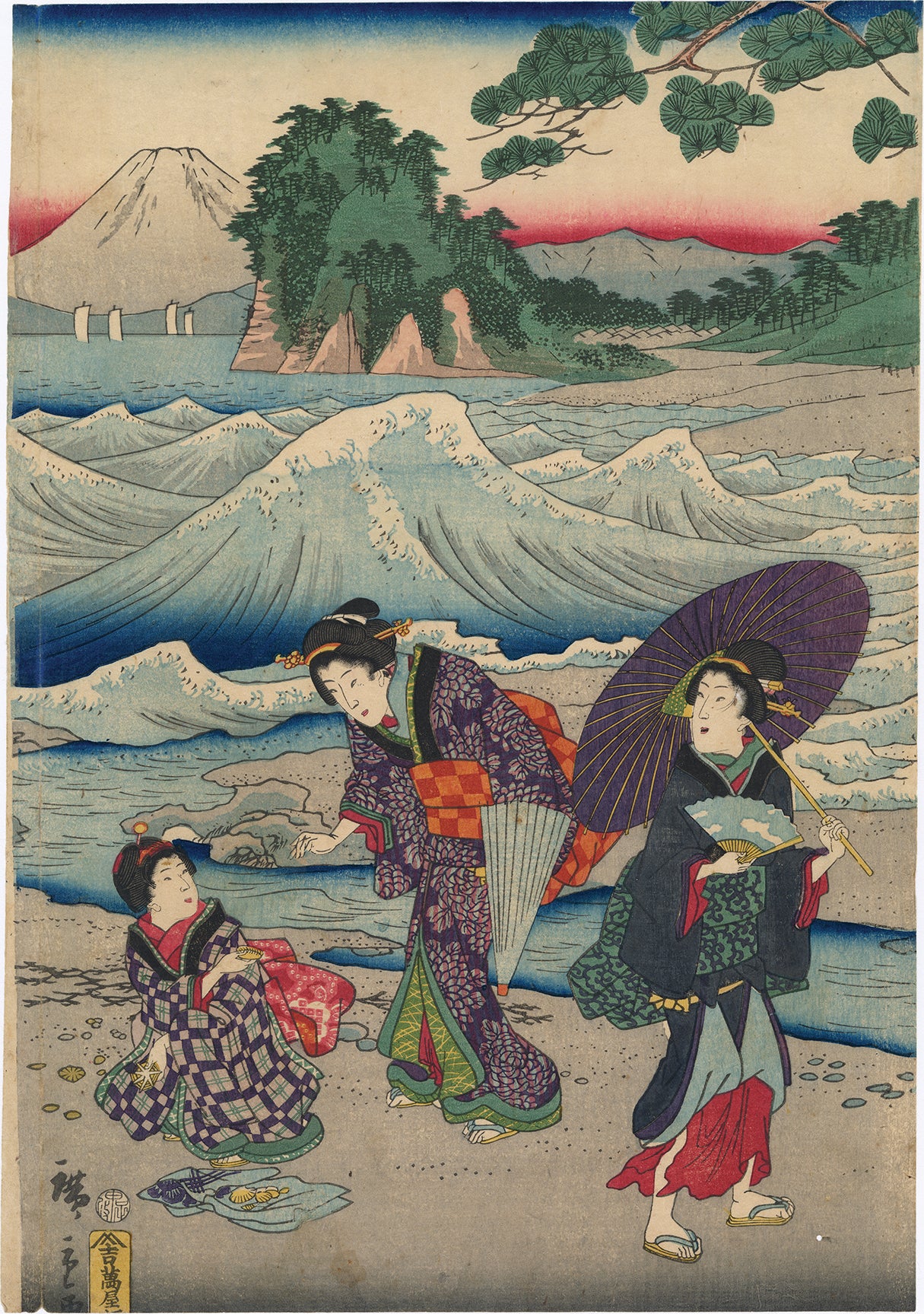 【おしゃれ】 Seashore the Enjoying Beauties II: Hiroshige and of View 絵画