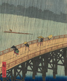 Hiroshige 広重: Sudden Shower over Shin-Ohashi Bridge and Atake 大はしあたけの夕立