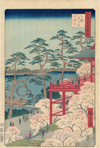 Hiroshige 広重: Kiyomizu Hall and Shinobazu Pond at Ueno 上野清水堂 不忍の池