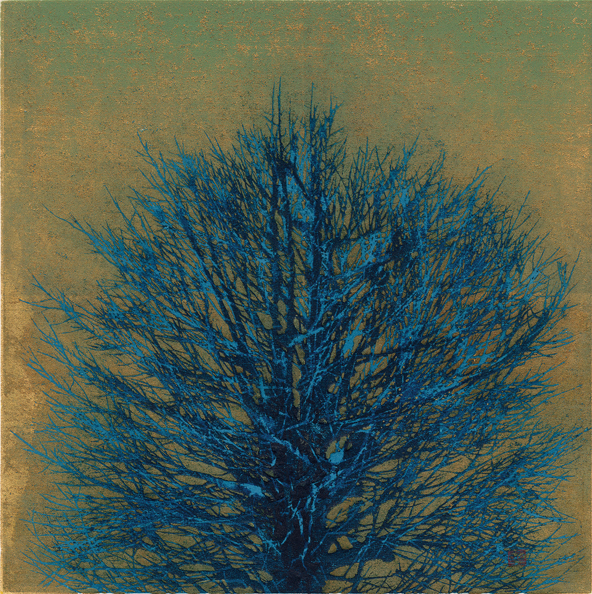 Joichi Hoshi: Treetop (Blue) (Sold) – Egenolf Gallery Japanese Prints