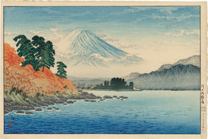 Takahashi Hiroaki (Shotei) 高橋松亭 弘明: Lake Kawaguchi, with Fuji, Cormorant Island and Clouds