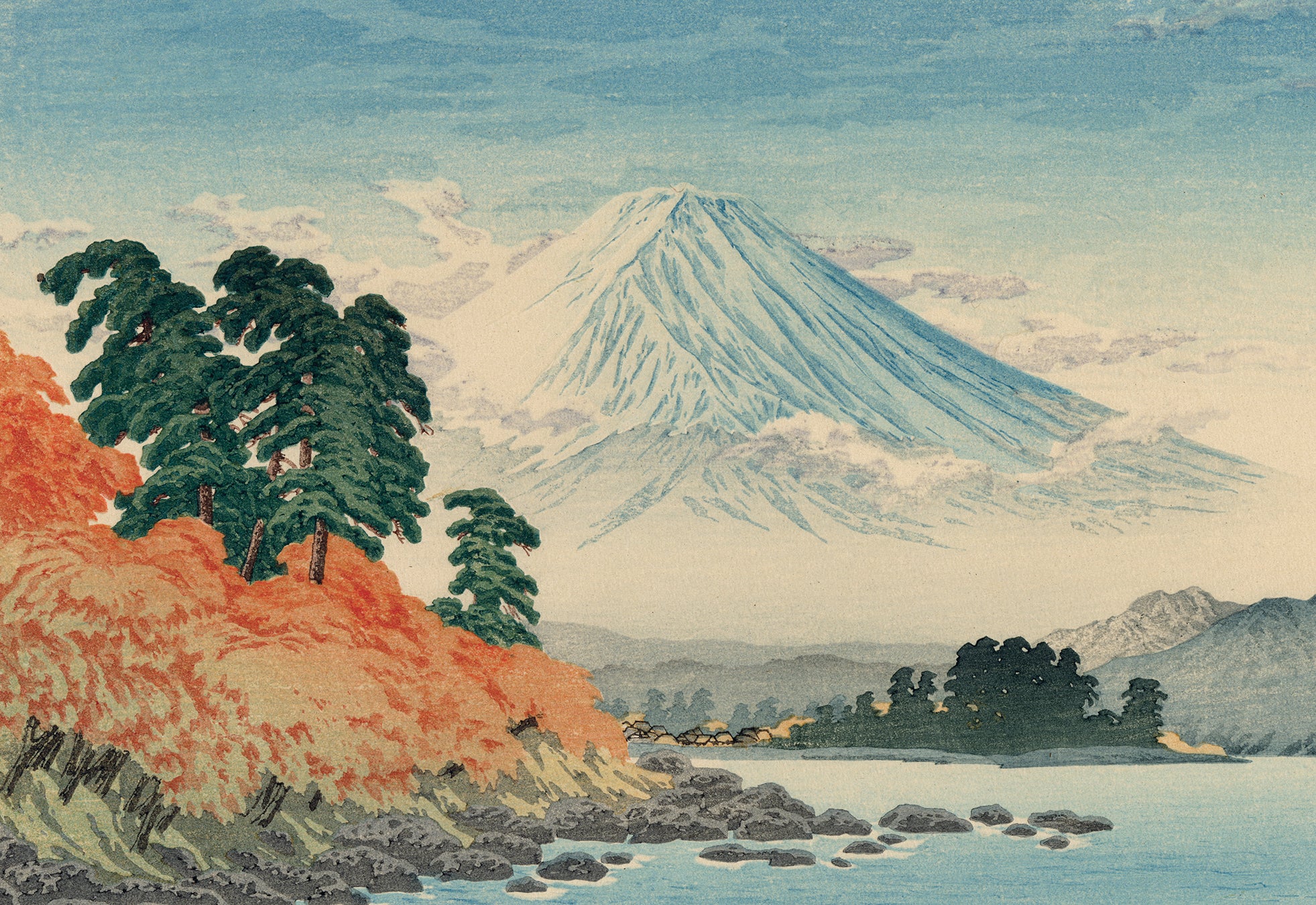 独特の素材 水彩画(河口湖から富士山を、望む)原画 （売れ筋ランキングも 絵画
