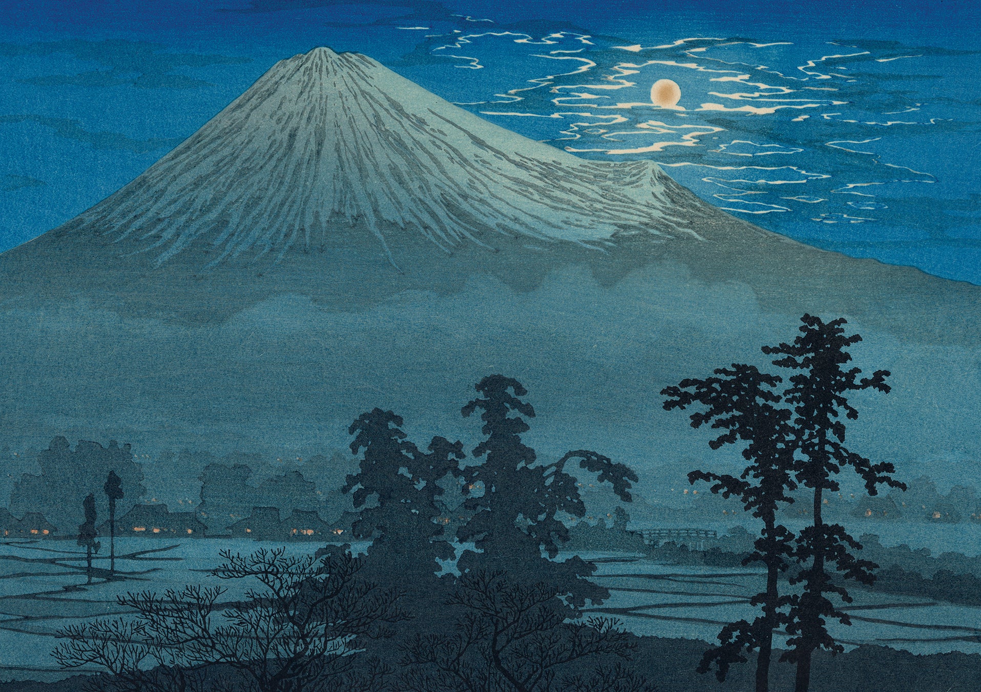 高橋宏明 (昇亭) 高橋松亭弘明:Fujine 富士根 [満月の下の富士山] – Egenolf Gallery Japanese Prints