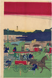 Hiroshige III: A Real View of Nihon-bashi with Horse-Drawn Train 鐵道馬車往復日本橋の真図