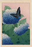 Inuzuka Taisui: Hydrangeas (Ajisai) and Butterfly (Sold)