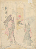 Kiyonaga 清長: Beauty Greeting a Girl for her Koto Lesson 囲われも二三人程琴の弟子